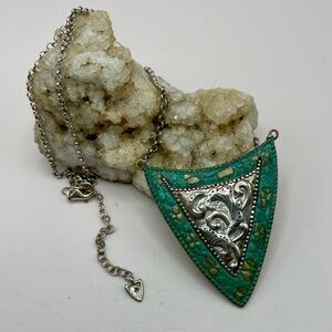Silpada Sterling and Brass Patina Shield Necklace~Retired N3018